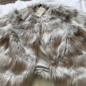 H&M Faux Fur Jacket in Gray NWT